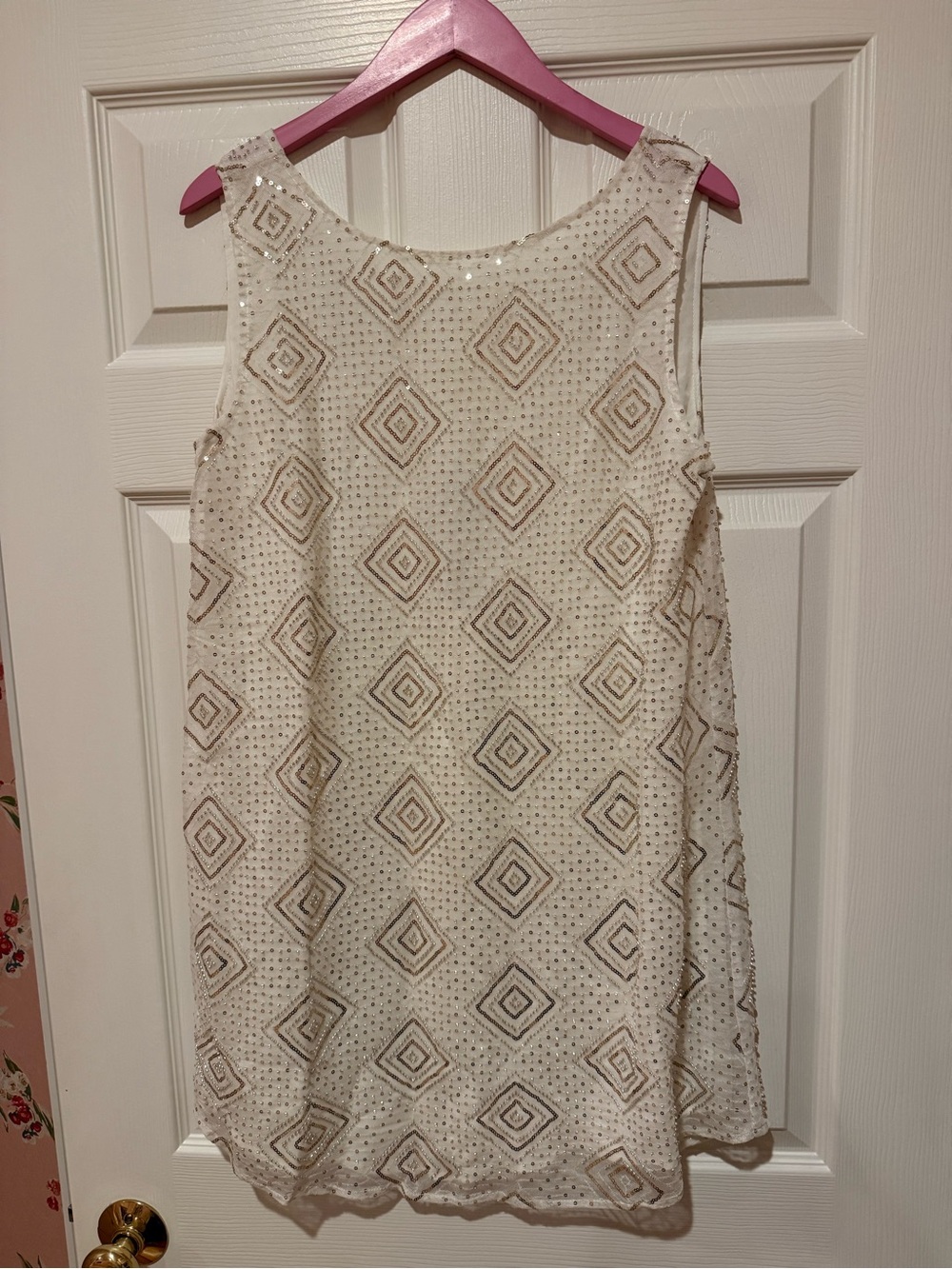 cupcakes & cashmere Ivory Beaded Sleeveless Shift Dress